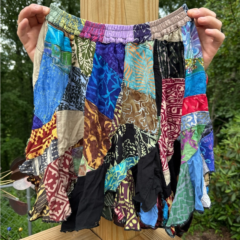 Purple Lotus Imports - Colorful Patchwork Skirt - Size Large